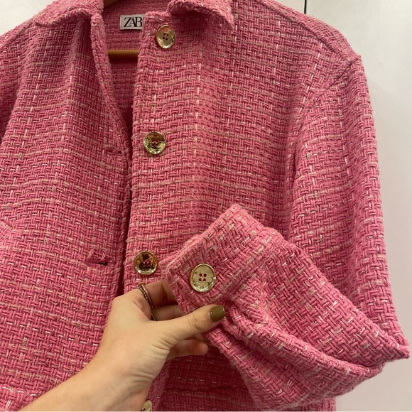 Zara Pink Textured Jacket - Picture 6 of 9
